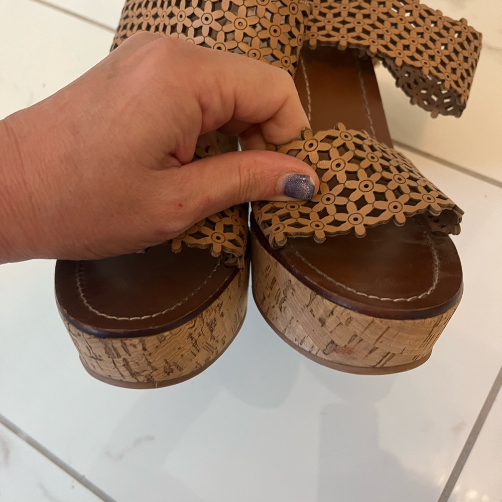 Tory Burch Brown Wedge Sandals with Cork Sole w
Like New, worn twice with box! - Picture 5 of 11